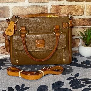 Dooney & Bourke Brown Pebble Leather Satchel with Tassel